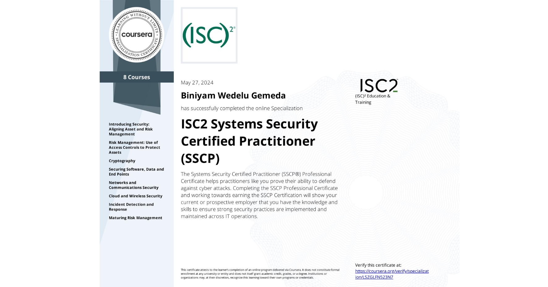 ISC2 Systems Security Certified Practitioner (SSCP)